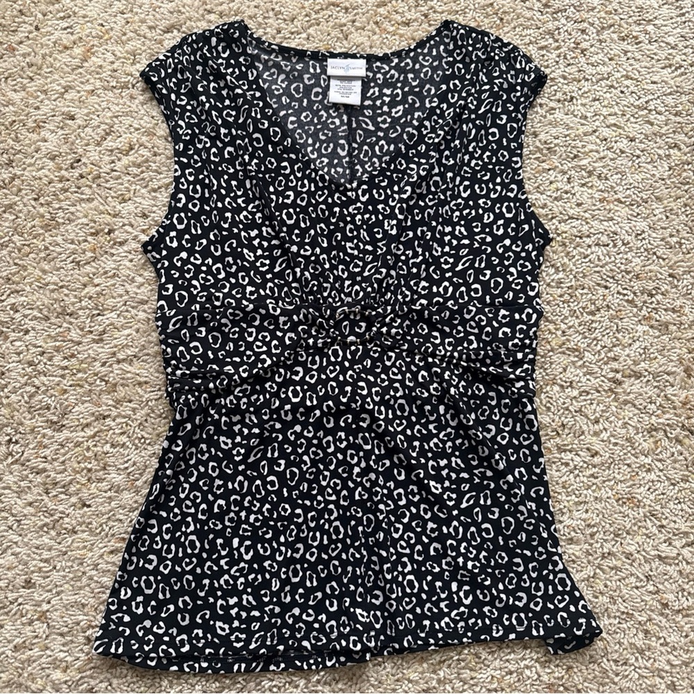 Ladies Jaclyn Smith Black Patterned Sleeveless Blouse Size Medium